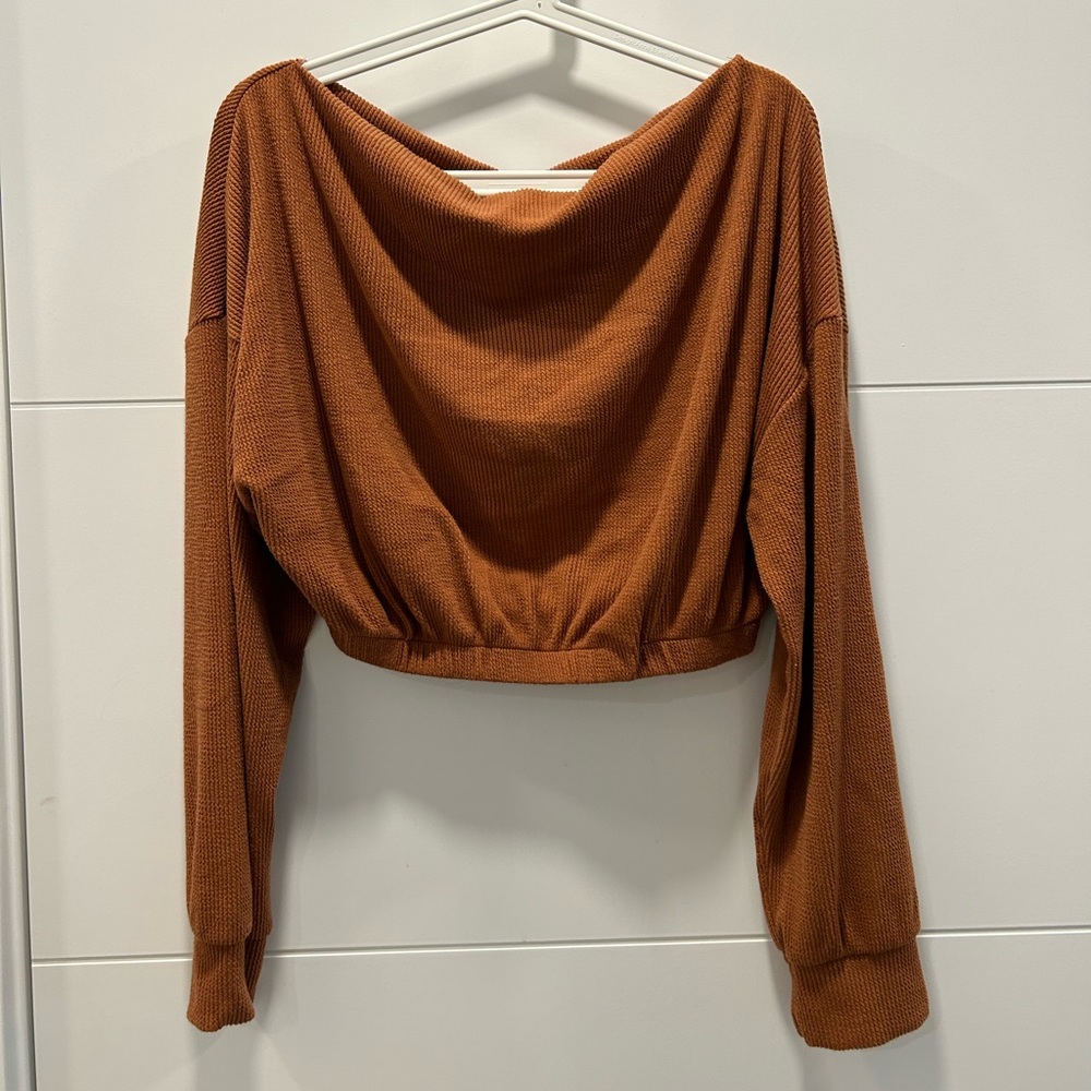 Cropped boat neck sweater